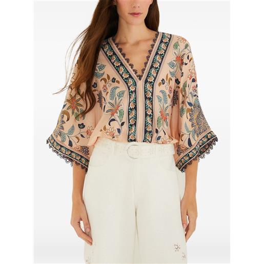 FARM Rio blusa a fiori con scollo a v - rosa