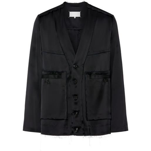 Maison Margiela giacca con bordi sfrangiati - nero