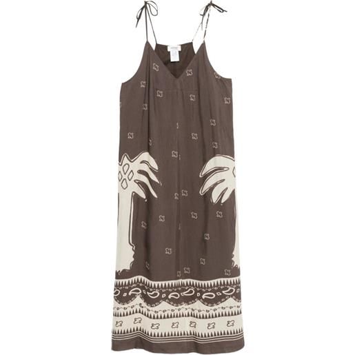 Ottod'Ame abito midi con stampa - marrone