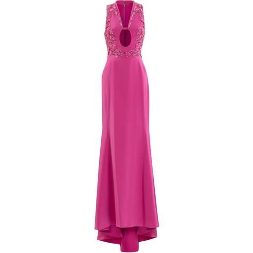 Saiid Kobeisy abito in crêpe con ricamo - rosa