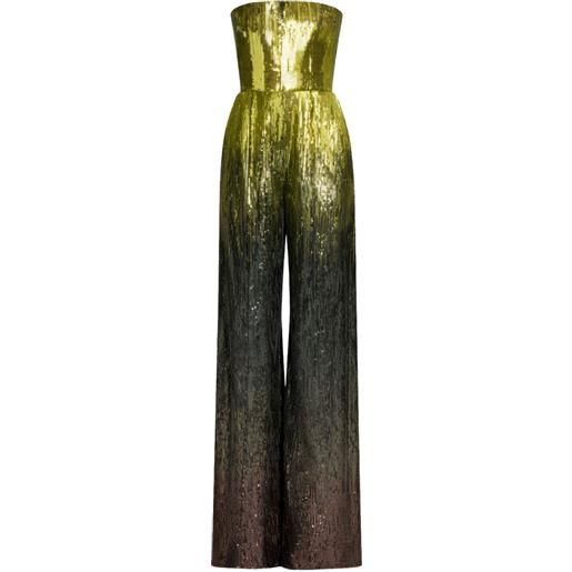 Elie Saab tuta intera senza spalline con paillettes - verde