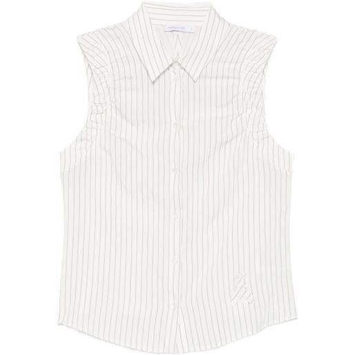 Patrizia Pepe striped sleeveles shirt - bianco