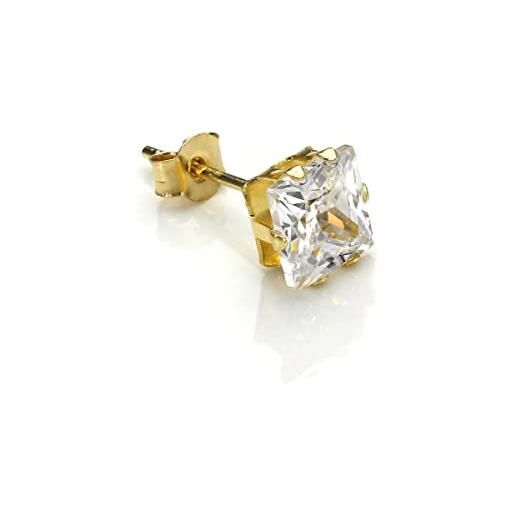 Orecchini A Perno NKlaus In Oro Giallo 333 (8kt) Con Zircone Ametista 5 Mm – A Farfalla, Per Ragazze E Donne