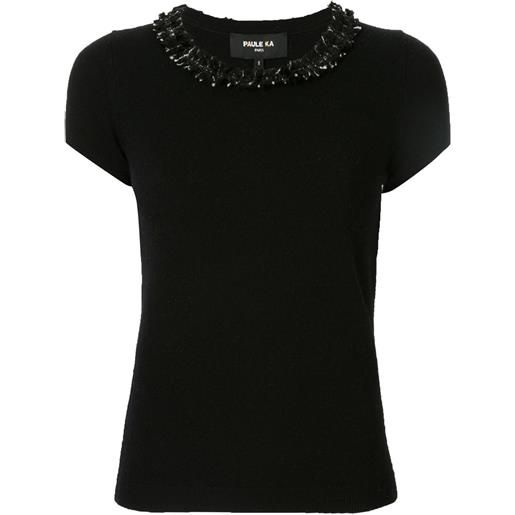 Paule Ka top con scollo a frange - nero
