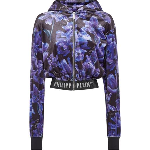 Philipp Plein felpa a fiori crop - nero