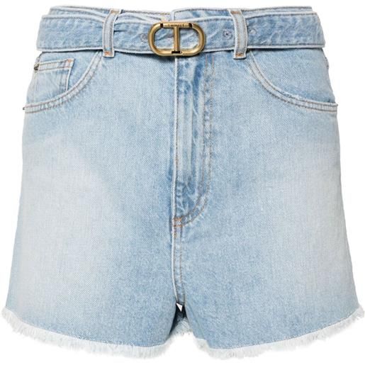 TWINSET shorts denim con cintura - blu
