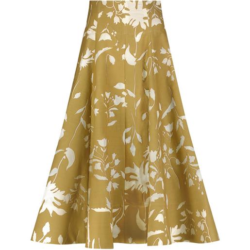 Lela Rose floral-print long skirt - toni neutri