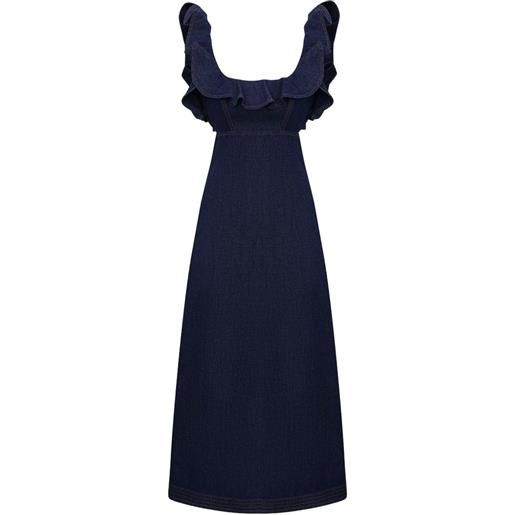 ZIMMERMANN abito aster denim con ruches - blu