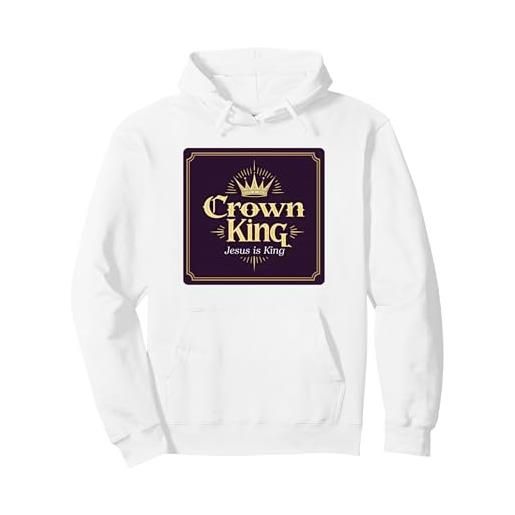 Mademark il re della corona gesù è il re fede cristiana regale felpa con cappuccio, unisex per adulti, bianco, xxl