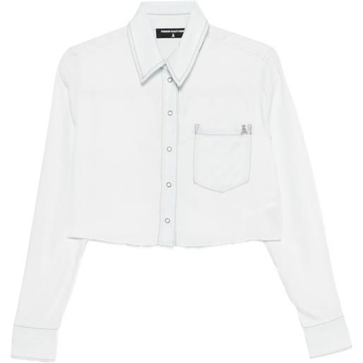 Patrizia Pepe buttoned cropped shirt - blu