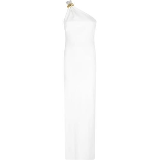 Elisabetta Franchi abito lungo monospalla red carpet con decorazione gioiello - bianco