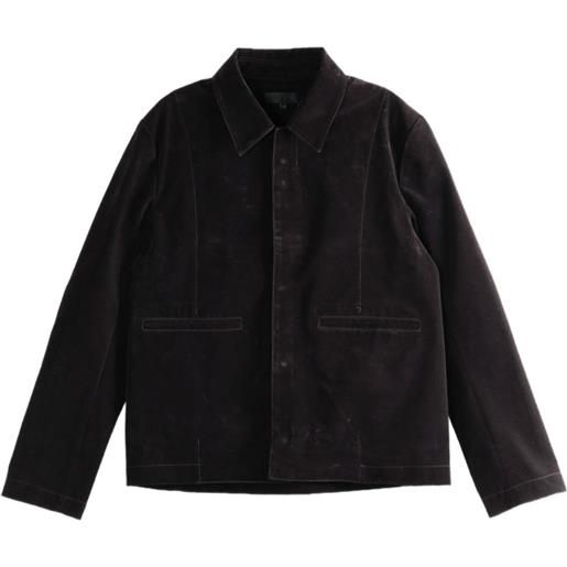 Omar Afridi giacca-camicia effetto velluto - marrone