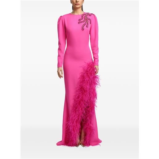 MIAU by Clara Rotescu crystal-embellished feather-trim dress - rosa