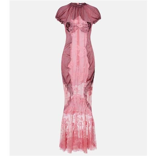 The Attico abito lungo in pizzo e mesh