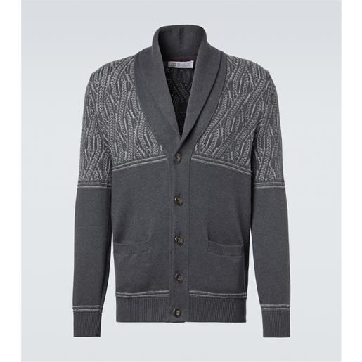 Brunello Cucinelli cardigan in cotone con intarsio