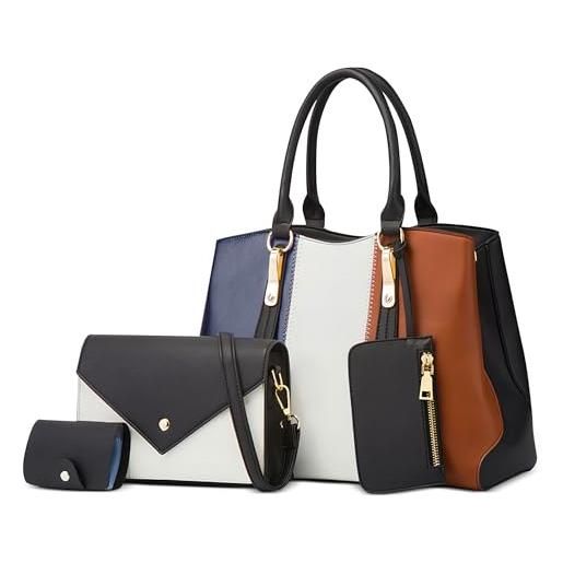 DIRRONA Elegante Donna Borsa a Mano Casuale Borsa a Tracolla Viaggio Crossbody Borsa Tote Impermeabile PU Pelle Borsa Mano Blu