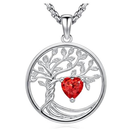 JO WISDOM Collana Cuore In Argento 925 Con Zirconia Cubica 3A – Catena 45+3 Cm – Regalo In Scatola Blu