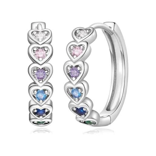 JeweBella 6 Paia Orecchini Cerchio Argento per Donna Acciaio