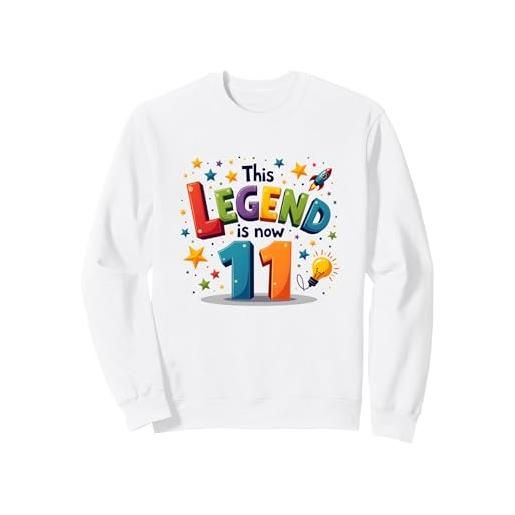 Mademark this legend is now 11 - regalo di compleanno per 11 anni felpa, unisex per adulti, bianco, s