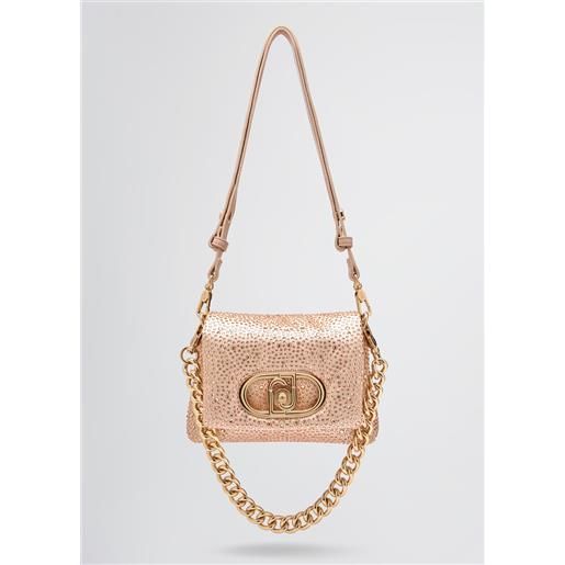 Liu jo borsa lapuffy piccola con strass, rosa cipria