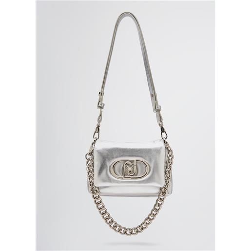 Liu jo borsa lapuffy piccola laminata, silver