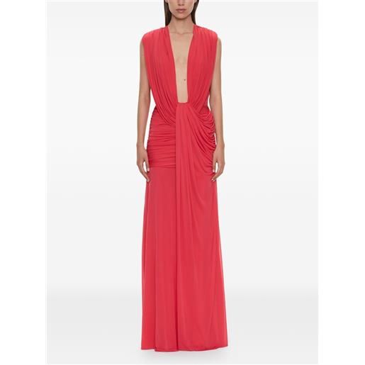 Christopher Esber abito lungo con ruches ripple - rosso