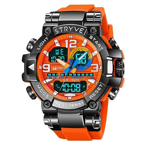 Dayllon Orologio da uomo al quarzo, cronografo, impermeabile, design luminoso, da uomo, per lavoro, sport, casual, con cinturino in silicone, elegante regalo per uomini