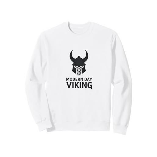 Mademark arte grafica moderna del casco da guerriero vichingo felpa, unisex per adulti, bianco, xl