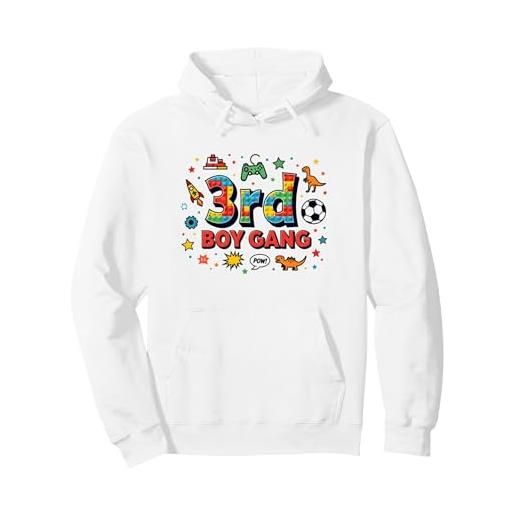 Mademark 3rd boy gang: avventura giocosa per giovani esploratori felpa con cappuccio, unisex per adulti, bianco, l