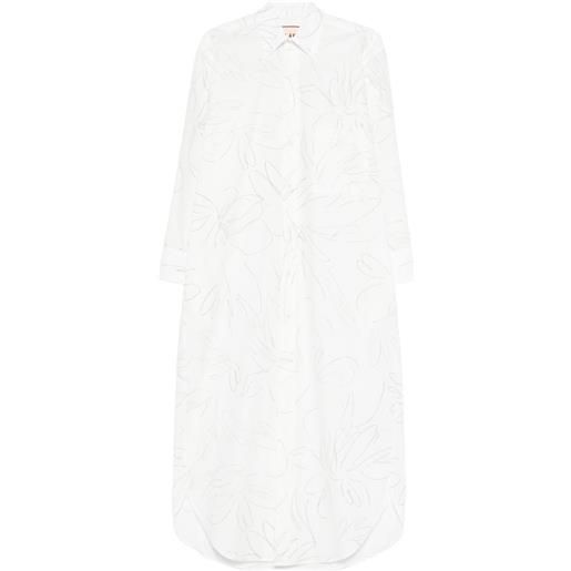 Plan C floral-pattern shirt midi dress - bianco