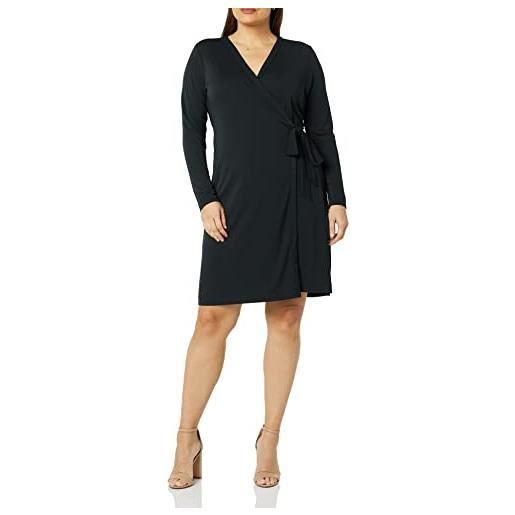 Amazon Essentials abito a portafoglio firmato a maniche lunghe donna, nero, xl