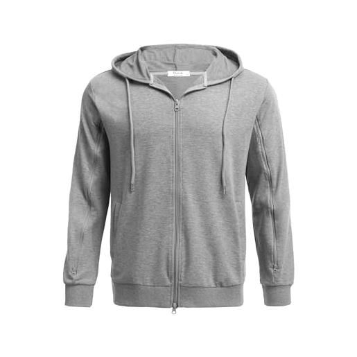 PINSPARK felpa con cappuccio da uomo giacca felpata a maniche lunghe giacca con cappuccio giacca per dialisi felpa con cerniera e tasche