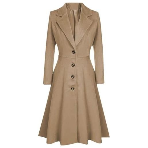 Goolecrimp cappotto da donna inverno elegante will grande cappotto in vita da donna di grandi dimensioni moda vintage casual business slim cappotto in tweed (beige, l)