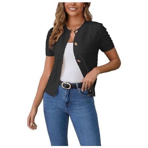Enjyam donna bolero uncinetto maniche corte chiusura a bottoni cardigan elegante estivo-nero/xxl