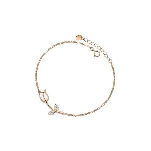 Ciondolo Tulipano Con Perla Vinani: Eleganza Senza Tempo In Argento Sterling 925. Design Opaco E Lucido Con Catenina Italiana Inclusa. Un Gioiello Prezioso, Anallergico E Fatto In Germania. - 3