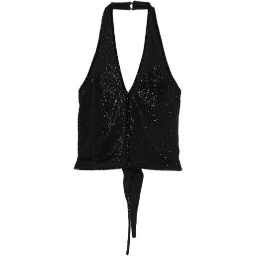 Patrizia Pepe top con perline - nero
