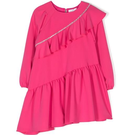 Monnalisa abito asimmetrico con strass - rosa