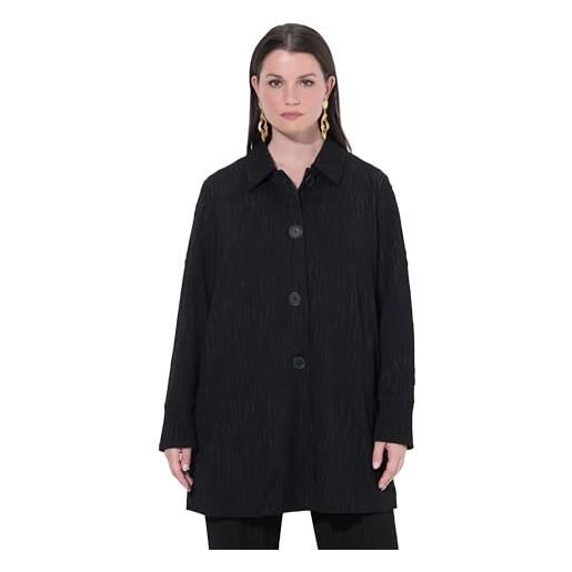 Ulla Popken blazer dal taglio svasato in jersey jacquard con collo da camicia e maniche lunghe nero 54 845026100-54