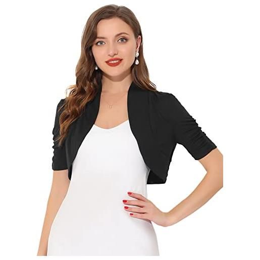 Allegra K donna coprispalle da donna a maniche corte con bolero increspato e cardigan aperto sul davanti marrone s
