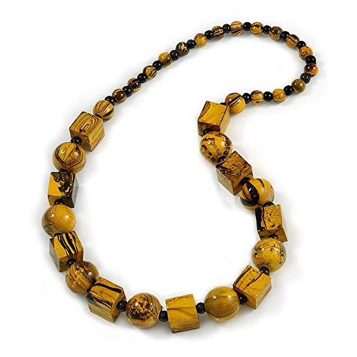 Collana Avalaya Multifilo In Vetro Bianco E Pietre Semipreziose - Lunga 60 Cm, Chiusura A Bottone, Stile Bohémien