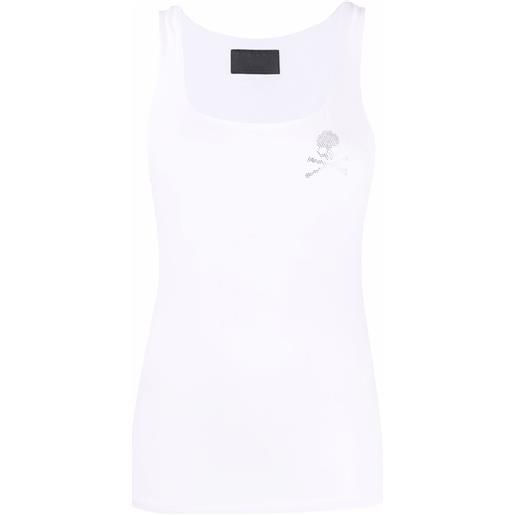 Philipp Plein top con strass - bianco