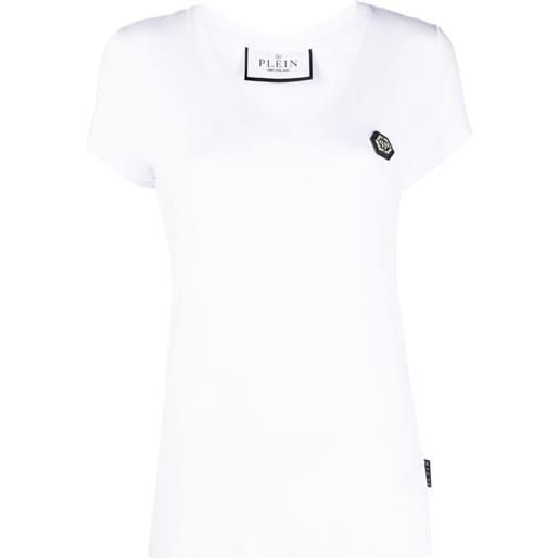 Philipp Plein t-shirt con scollo a v - bianco