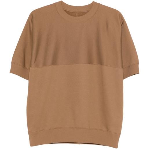 Jil Sander t-shirt girocollo con design a inserti - marrone