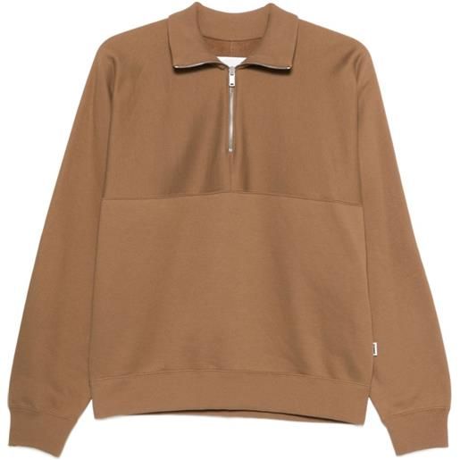 Jil Sander felpa con zip parziale - marrone