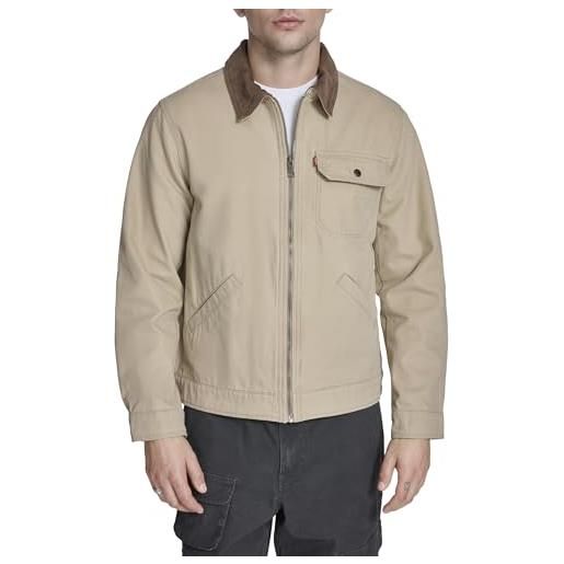 Levi's, giacca da lavoro da uomo in tela di cotone con colletto in velluto a coste, oliva, medium