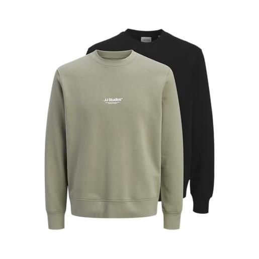 JACK & JONES jjesoho sweat crew neck 2pk mp, vetiver, m (pacco da 2) uomo