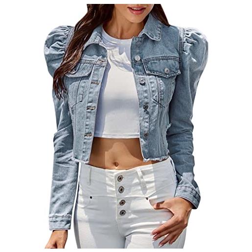 Cocila cappotto casual in denim con risvolto alla da donna giacca avvitata elasticizzato a maniche lunghe con tasca giubbino jeans elasticizzato corta con bottoni