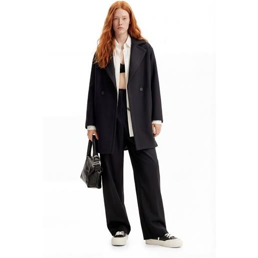 Desigual, cappotto lana impunture, outlet, nero, l