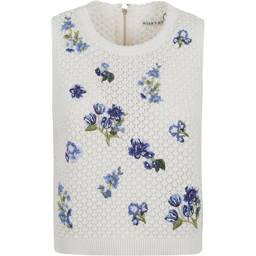 alice + olivia top con ricamo - bianco