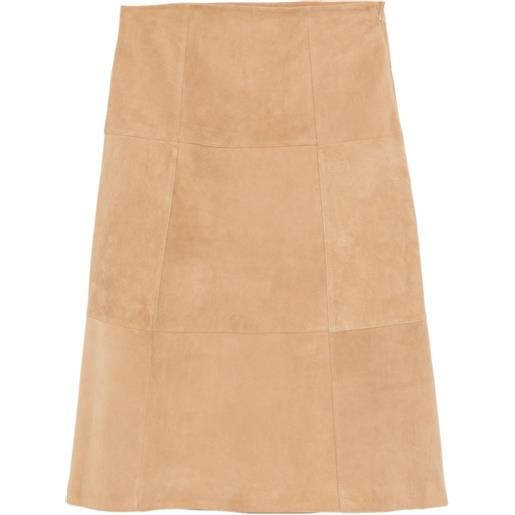 YERSE panelled suede midi skirt - marrone